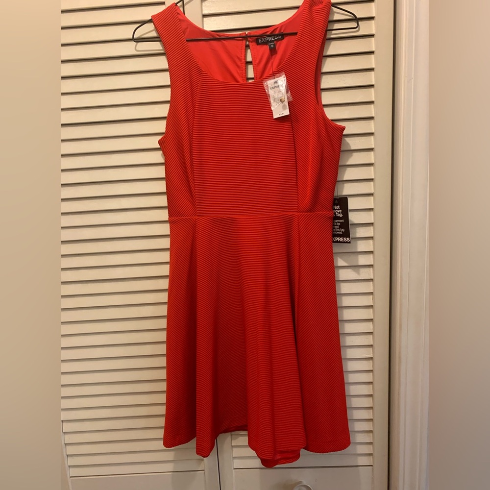 Express red skater fit and flare dress xsmall brand new with tags